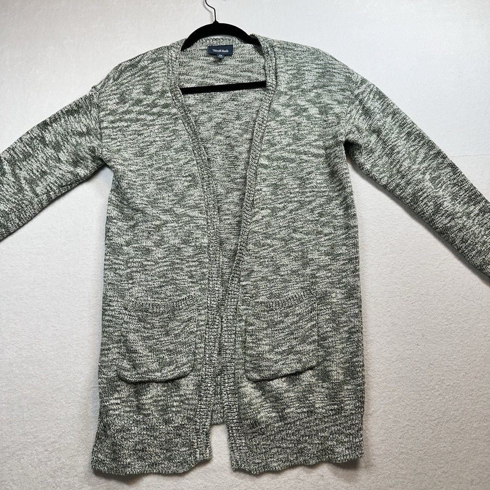ModCloth Women's Cardigan‎ XS Green Gray V-Neck Open Front Long Green Gray
